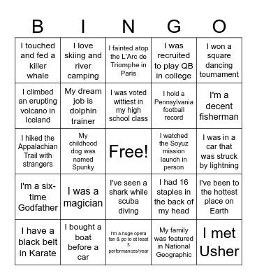 Core Fest Fun Fact Bingo Card