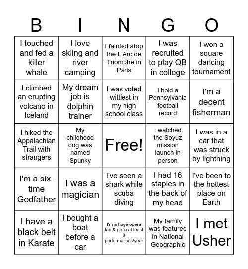Core Fest Fun Fact Bingo Card