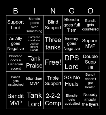 Bandits Bingo Card Bingo Card