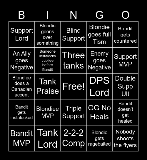 Bandits Bingo Card Bingo Card