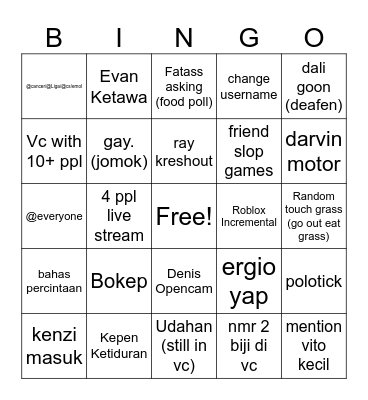 1 AM VC SB BINGO Card