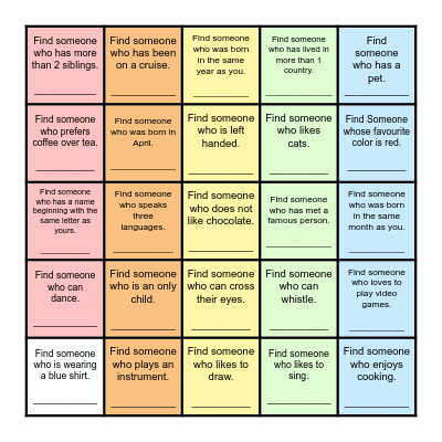 Find Someone Who... Bingo Card