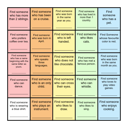 Find Someone Who... Bingo Card