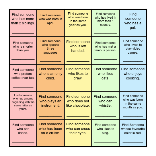 Find Someone Who... Bingo Card