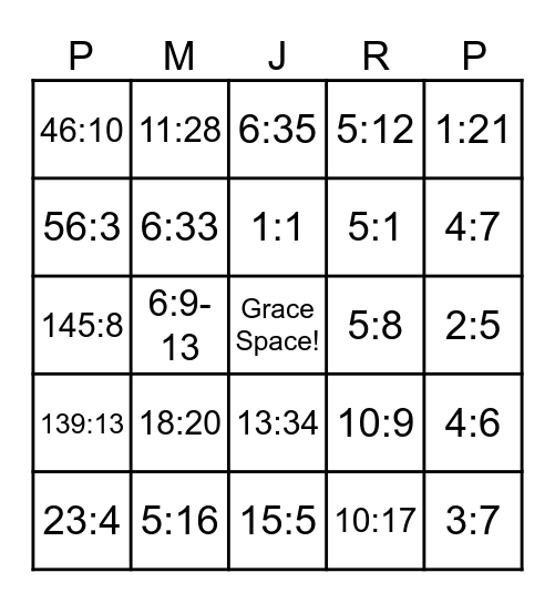 Scripture Bingo Card