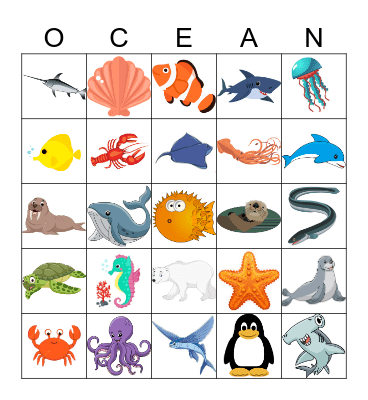 Ocean Bingo Card