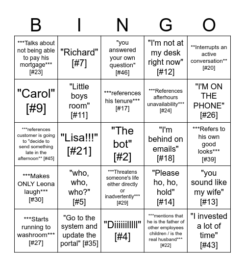 Sal Bingo!!! Bingo Card
