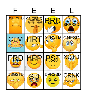 Zones of Regulation Bingo Card