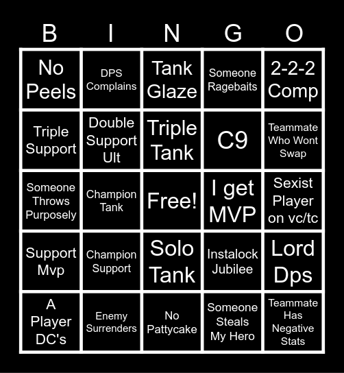 Planet's Bingo Card Bingo Card