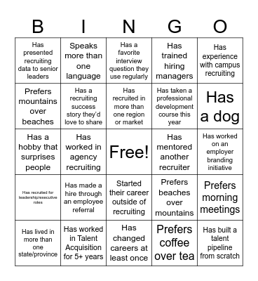 Networking Bingo Card