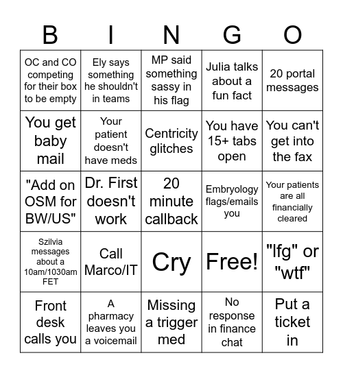 CCRM Bingo Card