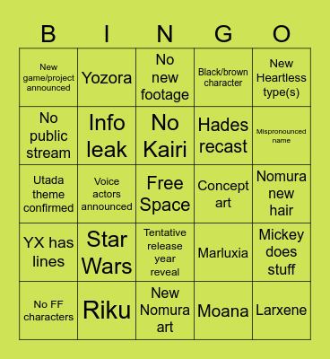 D23 KH Deep Dive Panel Bingo Card