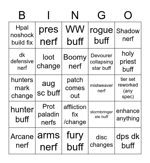 12.1 4th tuning patch bingo Card