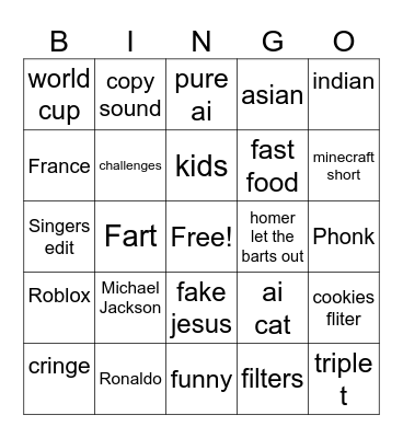 Youtube bingo Card