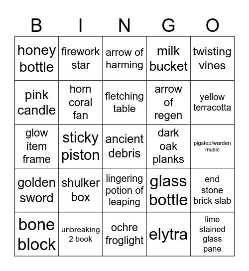 minecraft block hunt westruong vs Bingo Card