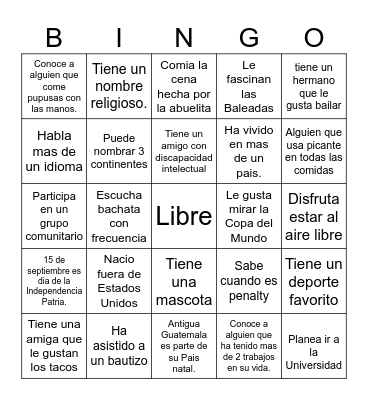 Diversidad Cultural -Esperanza- Bingo Card