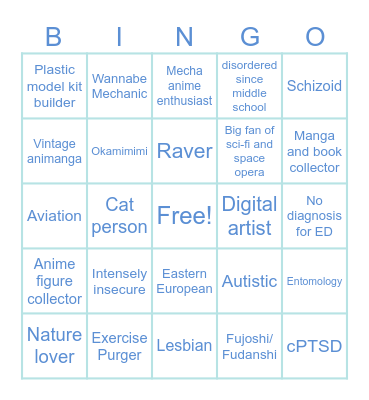 Jillian Bingo Card