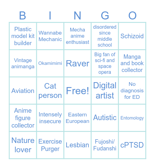 Jillian Bingo Card