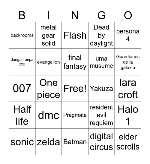 LA CONVE COSPLAYS Bingo Card