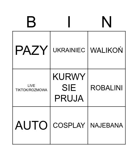 cwel Bingo Card