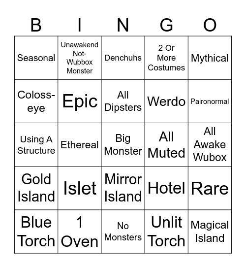 MSM Bingo Card