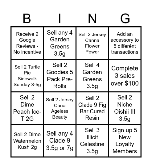 Best Budz BINGO Card