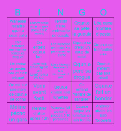 Doureuuuuuh Bingo Card