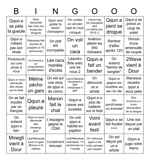 Doureuuuuuh Bingo Card