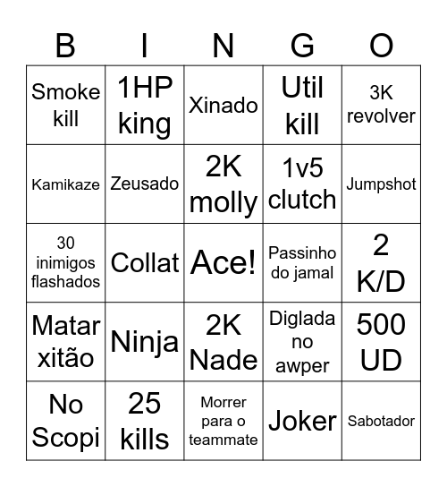 CS2 Bingo Card