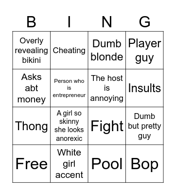 White girl bingo Card