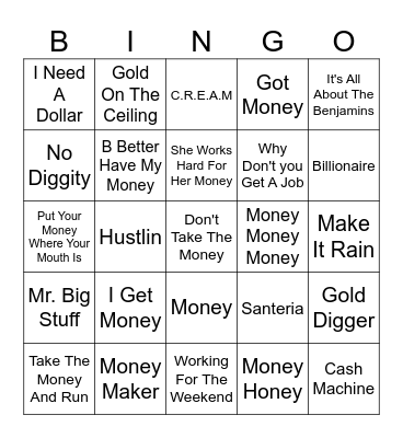 Money TALKS Bingo Card