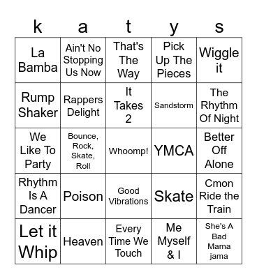 Skate Night Bingo Card