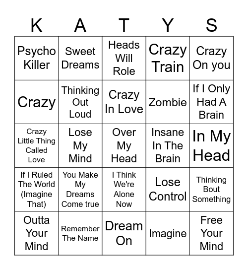 Mind Games Bingo Card