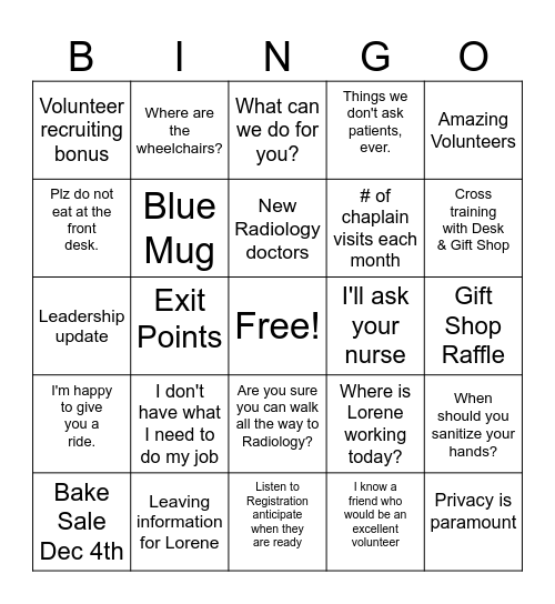 Volunteer Bingo 2026 Bingo Card