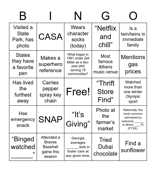 Family Connection - Communities in Schools of Athens Bingo Card