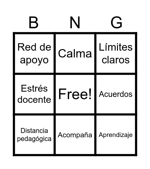 Docente Bingo Card