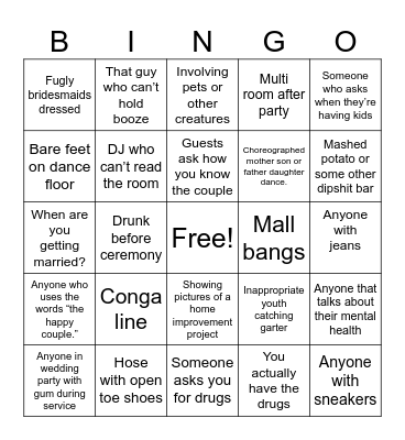 Wedding Bingo Card