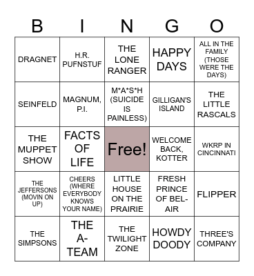 TV THEMES Bingo Card