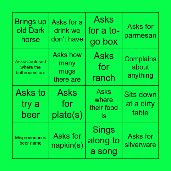 Dark Horse Server Bingo Card