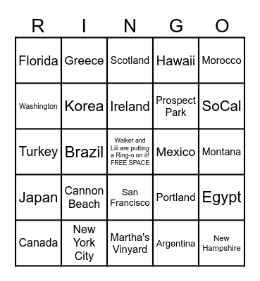 Walk With Lili Destination Bingo! Bingo Card