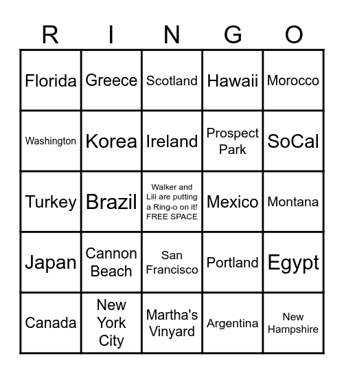 Walk With Lili Destination Bingo! Bingo Card
