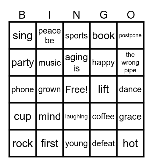 Finish the phrase Bingo Card