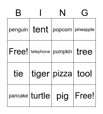 T-P Bingo Card