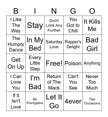 Let's Take It Back Bingo Card