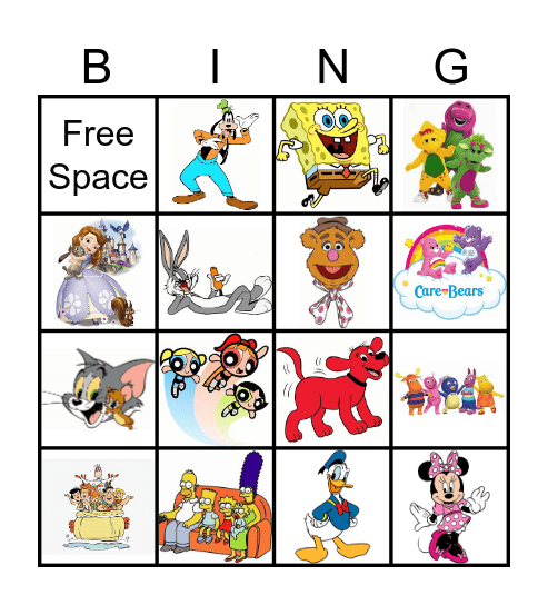 Kids TV Shows Bingo Card