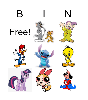 Cartoon Characters Bingo Card
