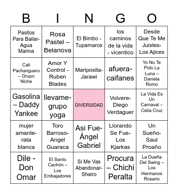 BINGO MUSICAL Bingo Card