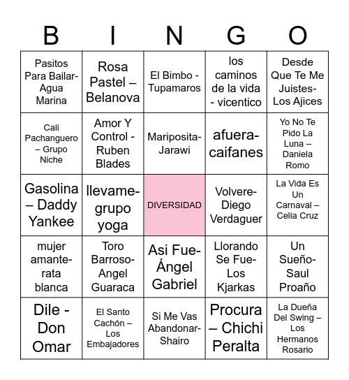 BINGO MUSICAL Bingo Card