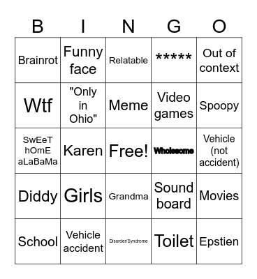 YLYL Bingo Card