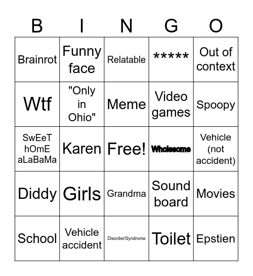 YLYL Bingo Card